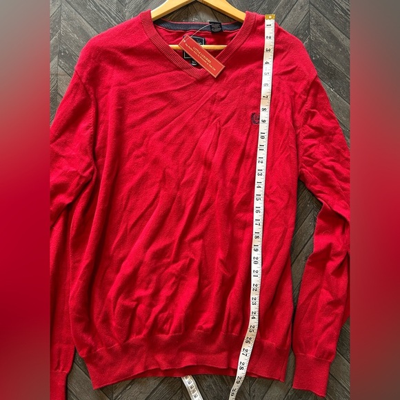 NWT Chaps Cotton Cashmere Sweater Pullover Red Regular Fit Men's XL - Picture 6 of 8